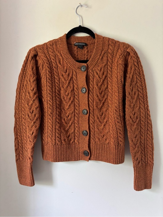 Something Navy Sweaters - Something Navy Cable Knit Button-Front Cardigan - Rust